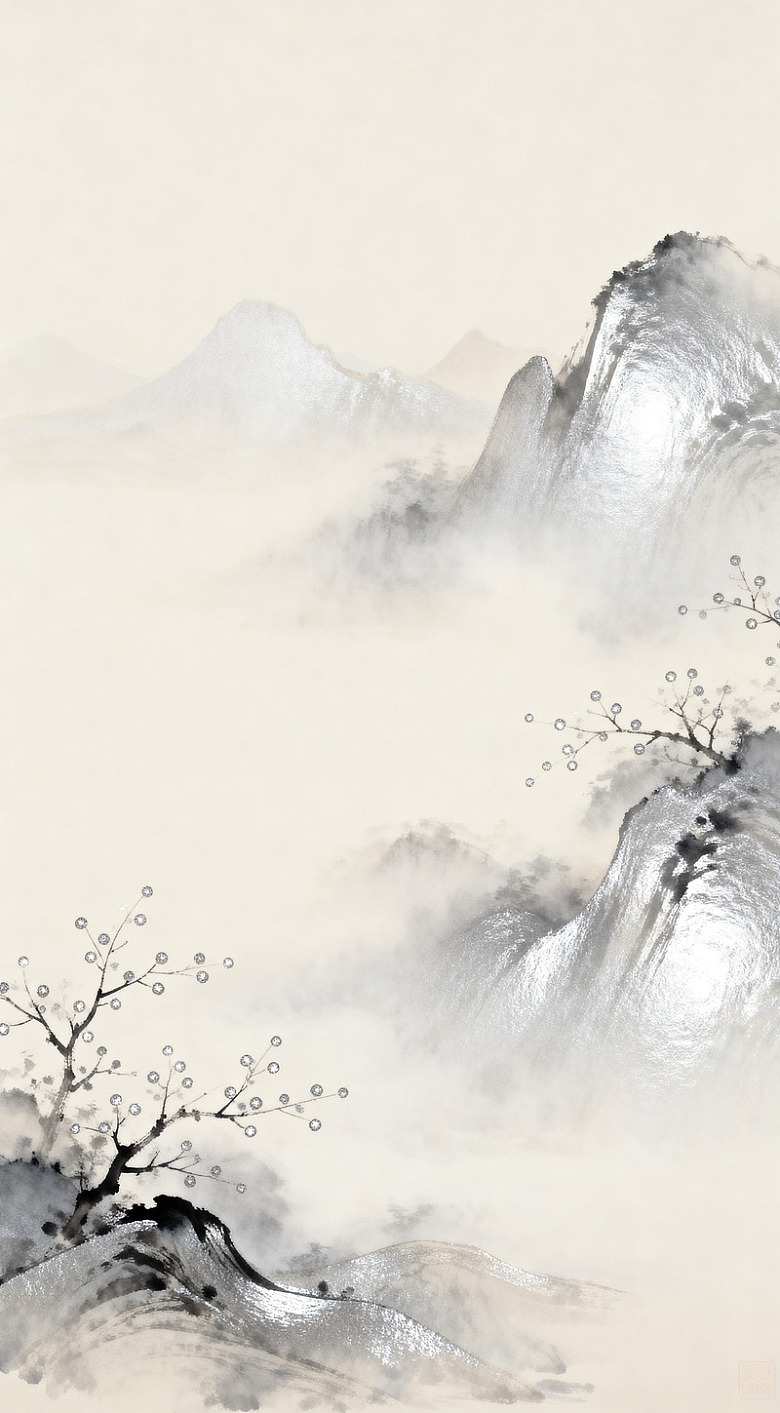 水墨山水画古风背景