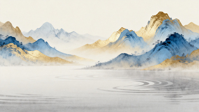水墨山水意境风景画