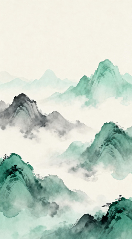 水墨山水画风光插画