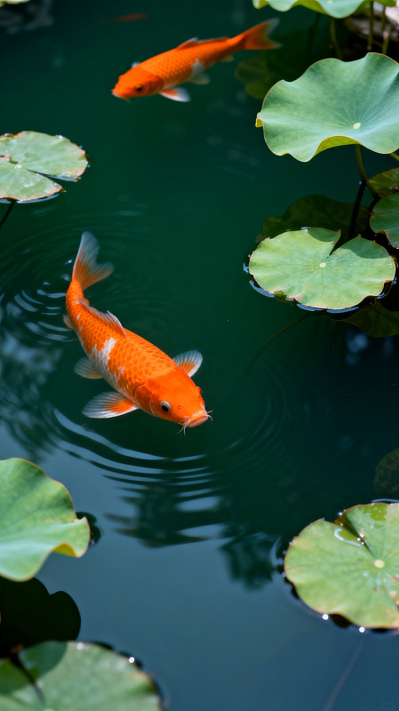 锦鲤荷花池塘自然风光