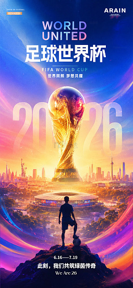 2026足球世界杯奖杯风景海报