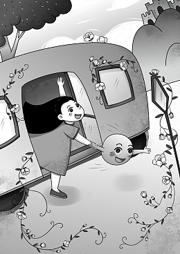 女孩与萌物的房车之旅儿童插画