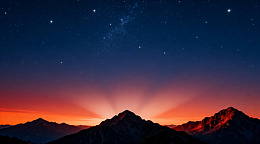 星空山脉日出美景