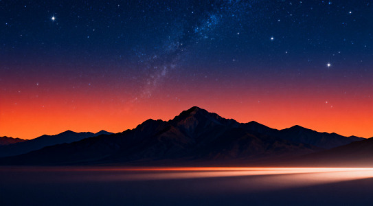 星空山脉晚霞风光