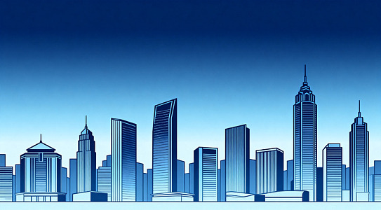 现代都市天际线插画