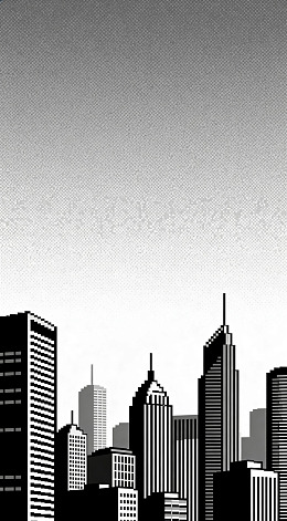 城市天际线黑白插画