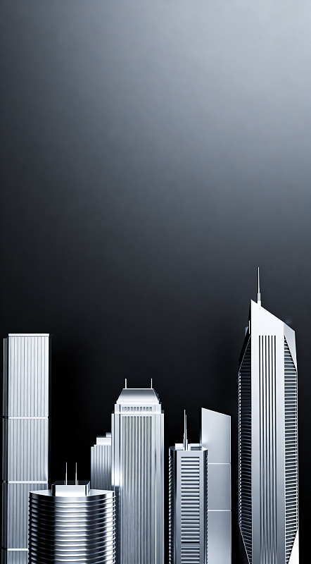 未来都市金属建筑模型