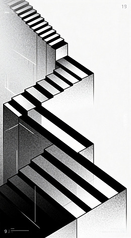 立体楼梯几何艺术插画