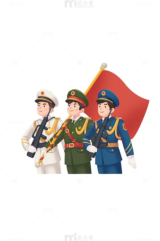 七一建党节军人人物插画