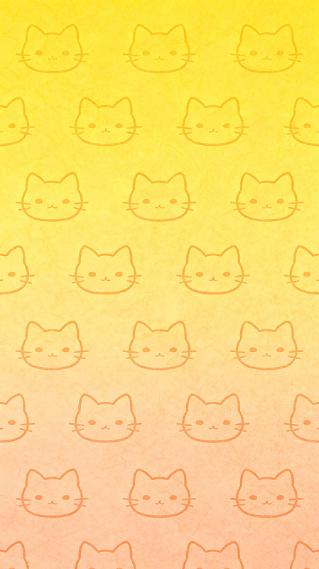 渐变色可爱猫咪线条图案设计素材