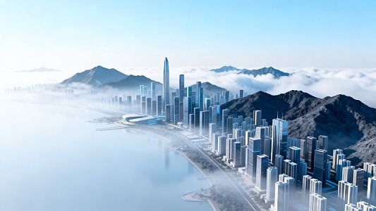 未来风城市景观建筑效果图设计素材
