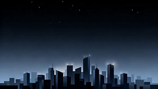 夜景风城市剪影插画设计素材