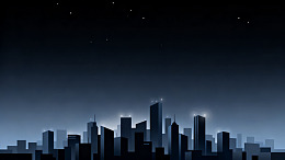夜景风城市剪影插画设计素材