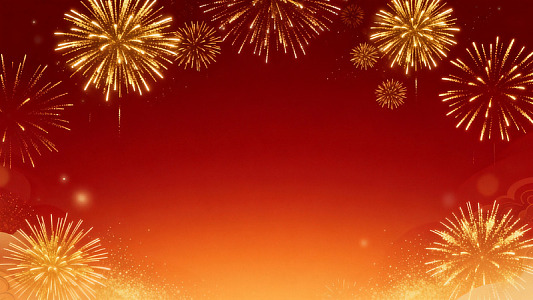 国风新年烟花红色背景设计素材