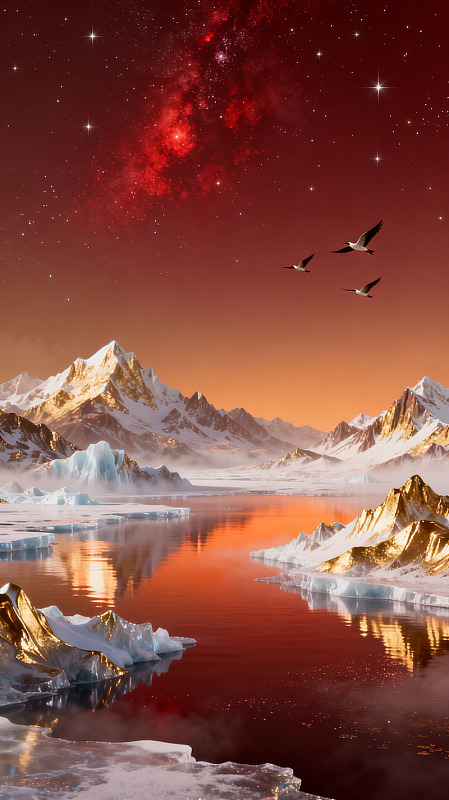 科幻风极地星空冰川景观设计素材