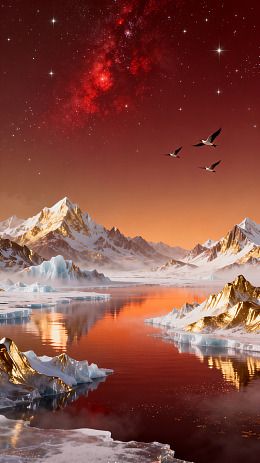 科幻风极地星空冰川景观设计素材