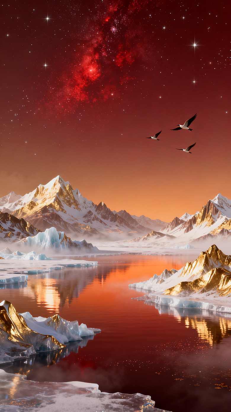 科幻风极地星空冰川景观设计素材