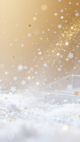 金色梦幻雪景雪花节日背景素材