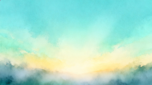 水彩风晨曦云海风景插画素材