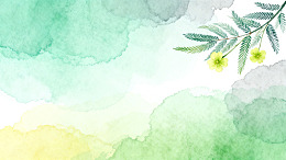 水彩风绿意枝叶花卉背景设计素材