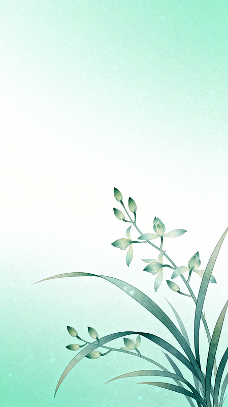 水墨风兰花植物插画设计素材