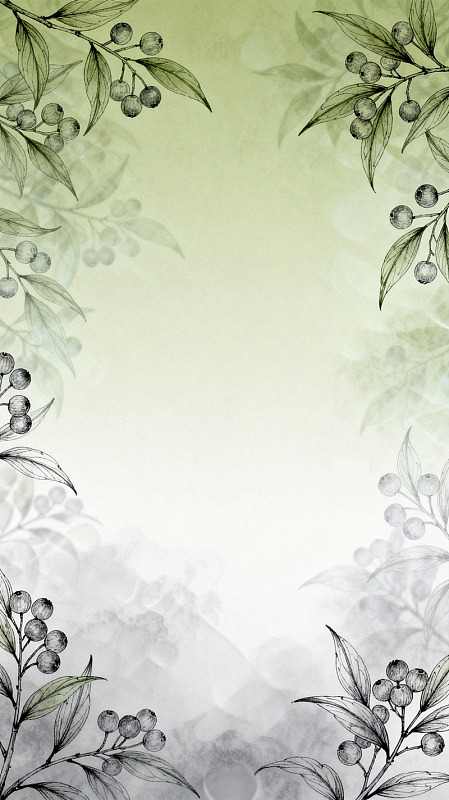 水墨风植物枝叶手绘背景设计素材