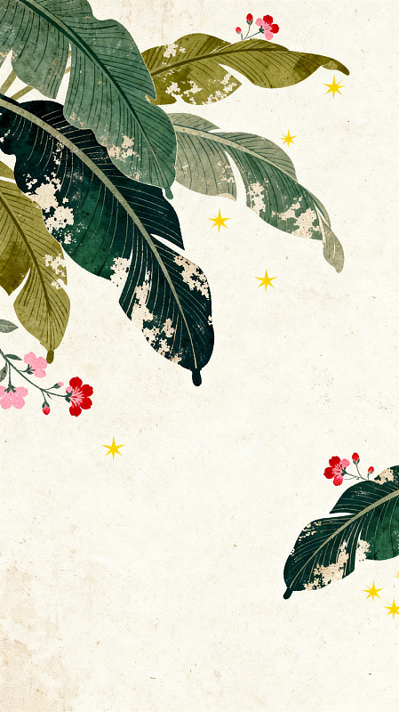 复古风热带植物花卉插画设计素材