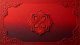 中式风红色花纹刺绣设计素材