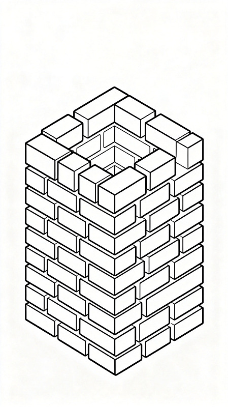 线描风砖墙结构几何建筑素材