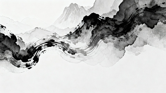 水墨风山水意境抽象背景设计素材