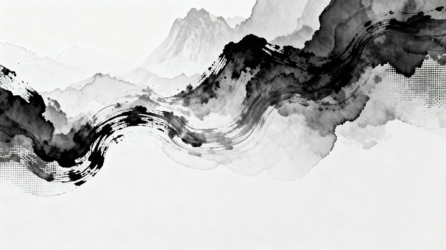 水墨风山水意境抽象背景设计素材