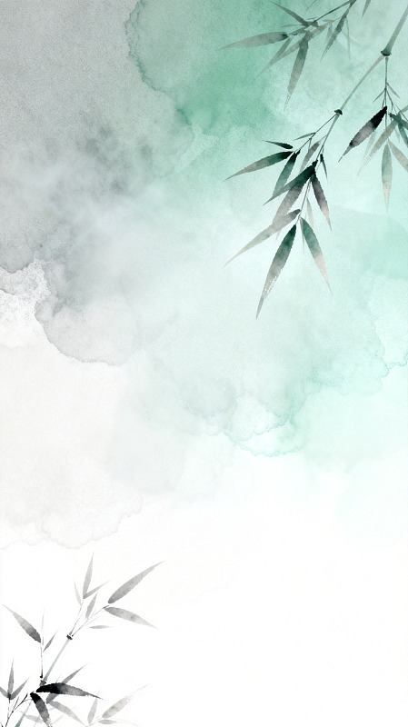 水墨风竹叶意境背景设计素材