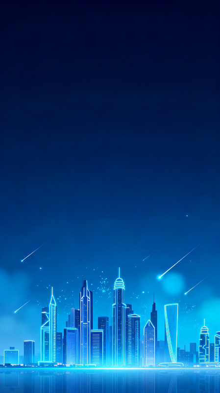 霓虹风未来城市夜景矢量素材