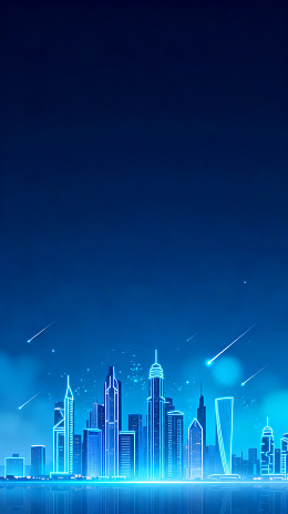 霓虹风未来城市夜景矢量素材