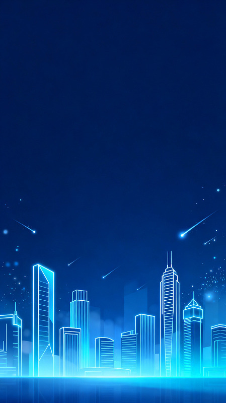 霓虹风未来城市夜景线稿设计素材