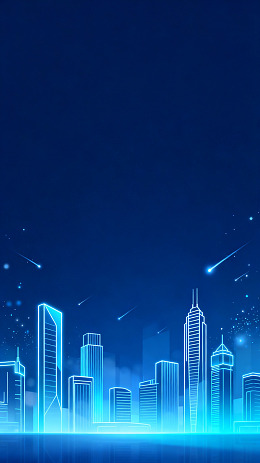 霓虹风未来城市夜景线稿设计素材