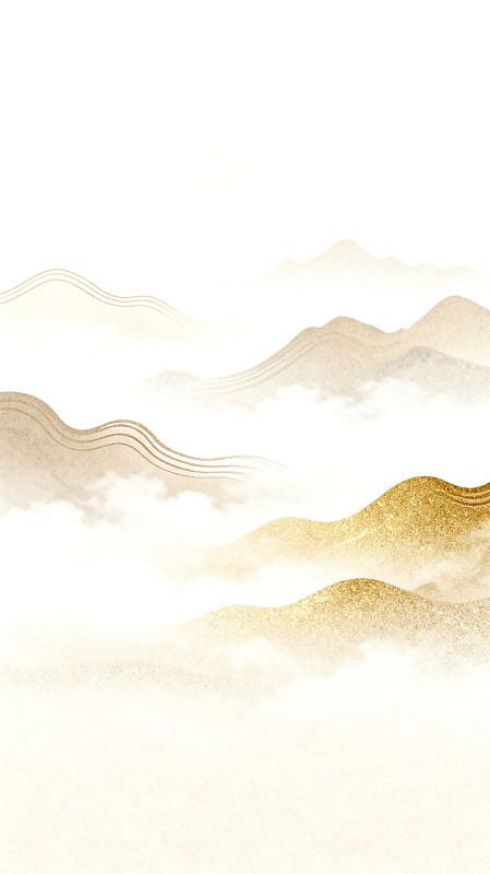 国风山水云雾金色线条背景素材