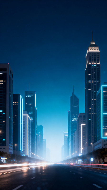 赛博朋克风格城市夜景建筑素材
