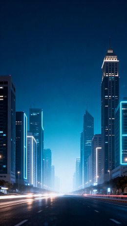赛博朋克风格城市夜景建筑素材