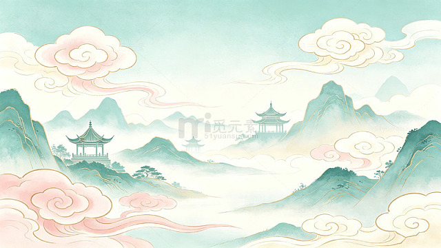 山水画云中楼阁
