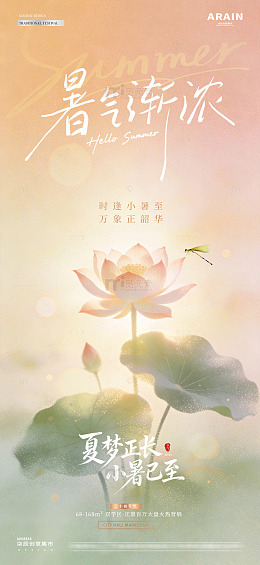 地产夏至小暑荷花海报1