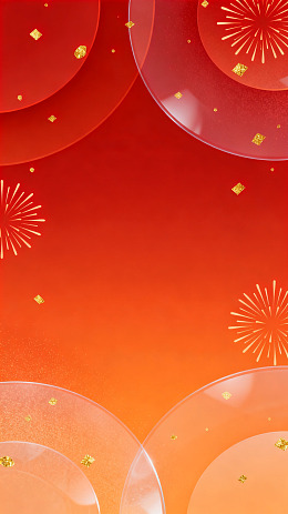 渐变红金风新年烟花背景设计素材