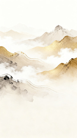 水墨风山水云雾国风插画设计素材