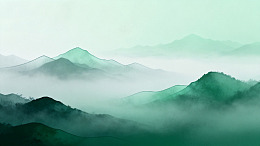 水墨风山水云雾插画设计素材