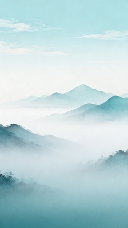水墨风山水云雾意境设计素材