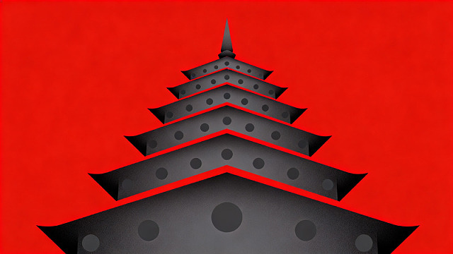 几何风日本塔楼建筑矢量素材