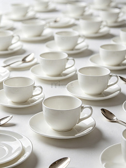 白瓷咖啡杯骨瓷杯餐具搭配茶杯勺子