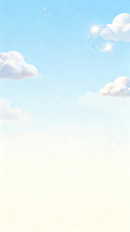 插画风蓝天白云泡泡背景素材