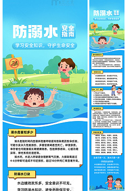 夏季防溺水安全教育长图海报