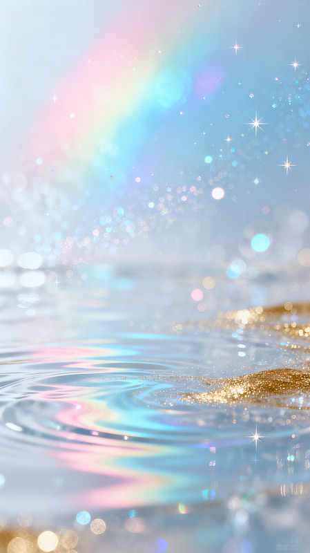 梦幻风彩虹水面星光背景设计素材